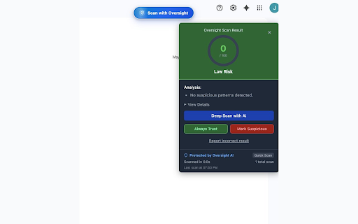 Oversight - Email Scam Scanner :: Scan Gmail and Outlook emails for scam risk with AI-powered analysis