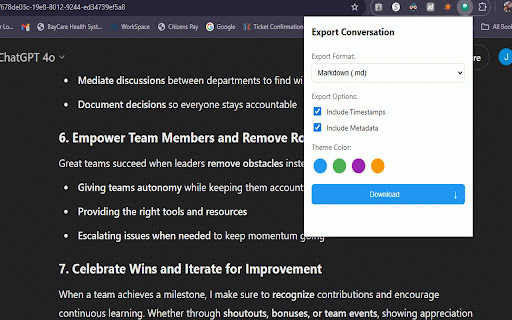 Chat Conversation Exporter :: Export chat conversations from various LLM platforms (Markdown, PDF, HTML, JSON)