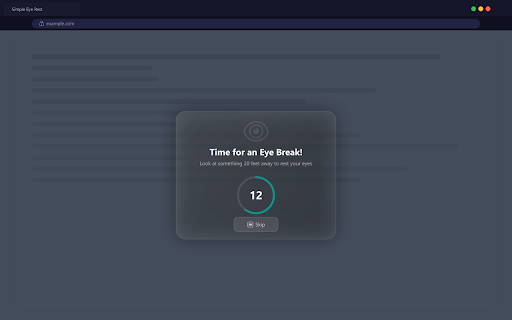 Simple Eye Rest — Free Screen Break Timer :: Eye break reminder. Follow the 20-20-20 rule: rest eyes every 20 min. Overlay, custom timer & daily stats. Protect your vision!
