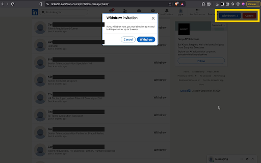 LinkedIn Invite Cleaner :: Withdraw LinkedIn invites older than selected months.