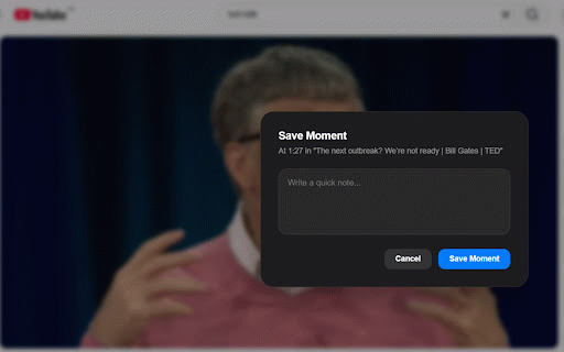 Momently – YouTube Timestamp Saver :: Save important moments from YouTube videos with a single click.