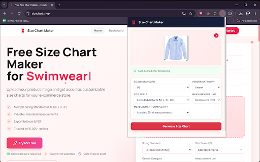 Size Chart Maker :: Generate professional size charts from garment images using AI. No login required.