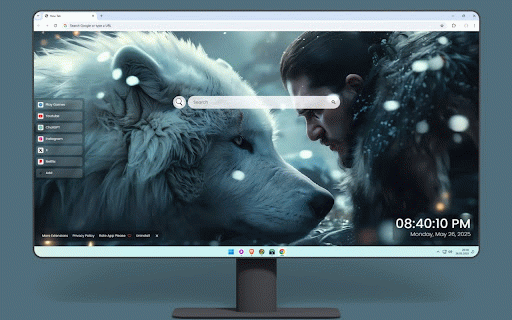 Jon Snow Wolf Live Wallpaper :: Intimate moment between Jon Snow and Ghost his direwolf companion in falling snow with mystical winter atmosphere.