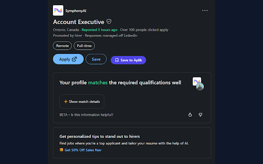 Save to Aplik :: Save job listings to your Aplik dashboard with one click. Works on LinkedIn and Hiring Cafe.
