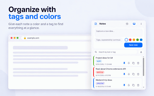 Notex - Quick Notes :: Save ideas and quick notes with one click. With tags, colors, reminders, and capture from any page.