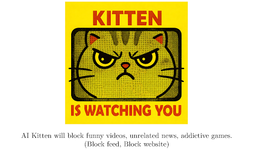 Kitten is watching you :: Define your goal, and let our AI filter content to ensure you're always on track.