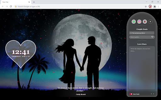 Love Romantic HD Wallpaper New Tab :: Customize new tab with the love wallpaper extension and display romantic scenes you admire in your background.