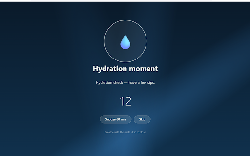 DeskWell — Water, Eye Break & Posture Reminders :: Immersive eye breaks (20-20-20), water reminders and desk stretches — with calming full-screen break animations.