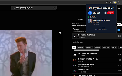 Tay Web Scrobbler :: Last.fm scrobbler for YT music