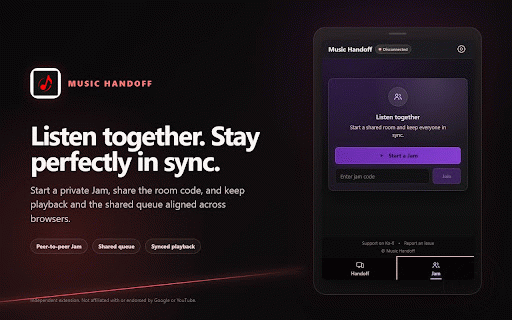 Music Handoff :: Hand off playback between music.youtube.com and the YouTube Music app on your phone.