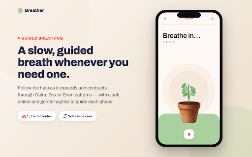 Breather :: A tiny desk garden that grows each time you stop to breathe. One gentle daily reminder, synced with the Breather web app.