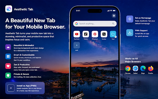 Aesthetic Tab - Minimalist New Tab & Zen Dashboard :: Turn every new tab into a moment of peace. A minimalist dashboard with HD wallpapers.