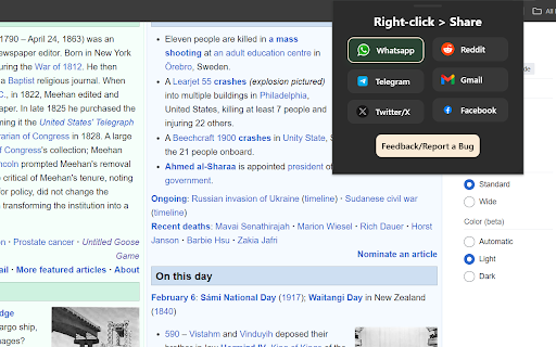 Right->Click Share :: Right click to share links and selected text on whatsapp,gmail,telegram,X(twitter),facebook and reddit