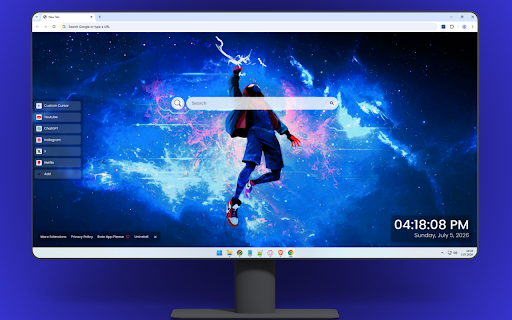 Spiderman Miles Lost in Space Live Wallpaper :: Miles Morales floating through a vibrant blue cosmic nebula with glowing energy effects.