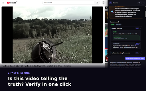 Resumio — YouTube Video Summaries :: Verifiable video summaries with clickable timestamps. YouTube and Wistia on any site — analyze in one click.