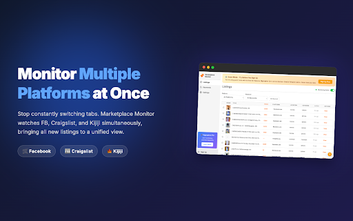 Marketplace Monitor :: Monitor and receive notifications for new listings on Facebook Marketplace, Kijiji, and Craigslist