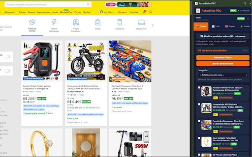 Achadinho PRO :: Encontre ofertas no Mercado Livre, Shopee e Amazon, gere seus links de afiliado e envie os produtos para o seu Achadinho PRO.