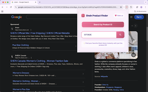 Search Shein by ID :: Find Shein products quickly by product ID or code