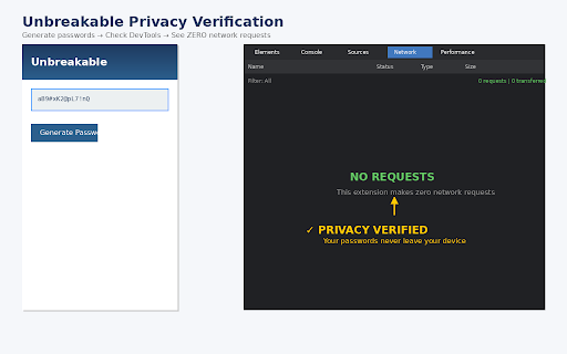 Unbreakable Password Generator :: 100% offline, cryptographically secure password generation. Zero network requests. Zero trust required.