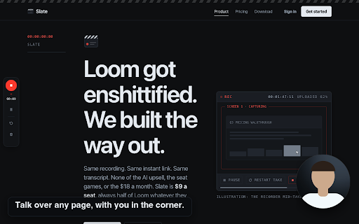 Slate :: Record your screen and share a link. Screen recording for people who ship.