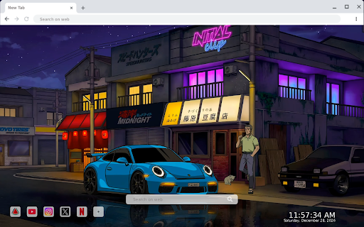 Porsche 911 GT3 Night Street Live Wallpaper :: Transform your new tab with stunning HD live wallpapers of the Porsche 911 GT3 cruising through night streets.