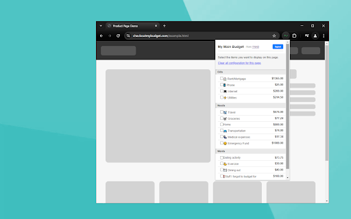 Check Out My Budget :: See your YNAB budget on the webpages where it will help you the most.