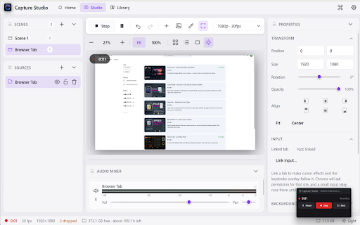 Capture Studio - Screen, Tab and Webcam Recording, Scene Mixing :: A professional, 100% offline screen recording studio. No cloud, no accounts, no tracking.
