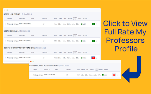 ProfRatings at Pitt :: See RateMyProfessors Scores right inside Pitt’s PeopleSoft Class Search