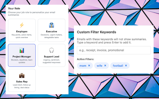 GistMail - Role-Specific Email Intelligence :: AI-powered email summaries tailored to your role - Executive, PM, Support, or Sales. See what matters in seconds.