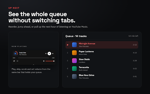 Captiv Musica - Aesthetic Mini Player for YT Music & Spotify :: Aesthetic picture-in-picture mini player for YouTube Music and Spotify: skip, seek, volume, queue, lyrics and 5 themes.