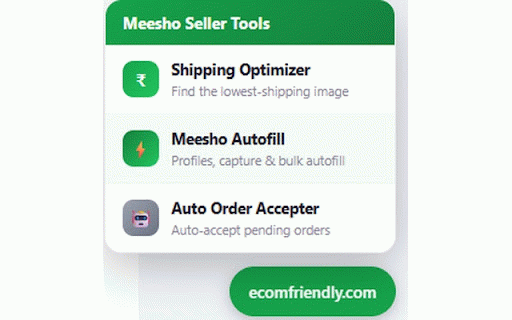 EcomFriendly — Meesho Automation Tool :: Optimize Meesho shipping fees with smart product images and automate your listings. 10 free demo tokens for new users.