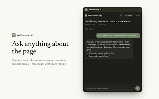 WebSummary AI :: A calm AI summary and reader mode in Chrome's side panel.