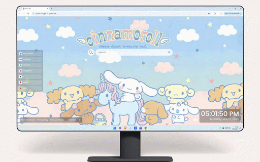 Cinnamoroll Clouds Live Wallpaper :: Cinnamoroll riding blue unicorn with puppy friends against dreamy sky with fluffy clouds and stars.