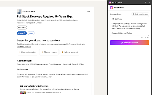 AI Job Maker :: Tailor your resume to any job posting in seconds using ATS Resume Builder https://aijobmaker.com.
