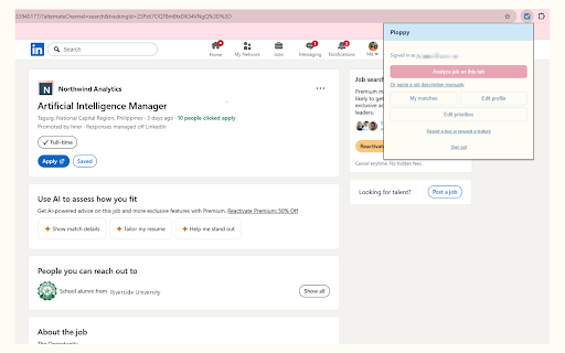 Ploppy :: Find and rank LinkedIn jobs by evidence, career direction, and recruiter fit; prepare honest resumes and application answers.