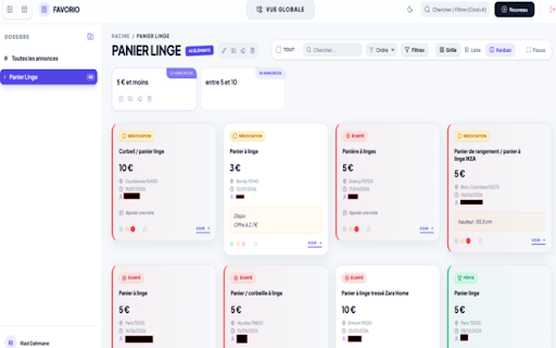 Favorio - Gestionnaire d'annonces Leboncoin :: Sauvegardez, organisez et suivez vos annonces Leboncoin favorites en un clic dans votre propre espace CRM dédié.