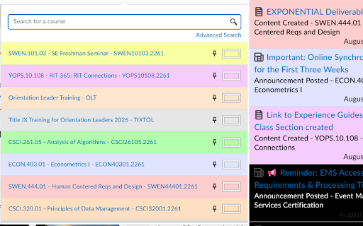 My Courses Color Organization :: Allows you to assign colors to courses in RIT's MyCourses website.