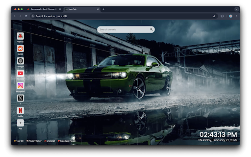 Dodge Challenger SRT Live Wallpaper :: Dodge Challenger SRT Live Wallpaper New Tab offers HD visuals of this iconic muscle car to electrify your browsing