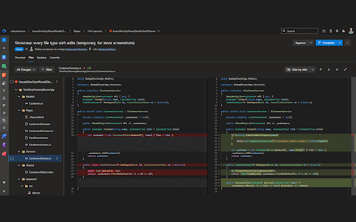 VS Dark Theme for Azure DevOps :: Restyles code in Azure DevOps to match the Visual Studio dark theme, using the same syntax colors and editor font.