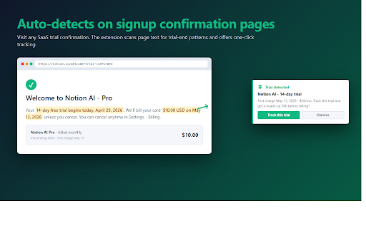 Trial Manager - SaaS Subscription Audit :: Track every SaaS free trial and subscription. Alerts before they auto-charge. Free tier 5 trials, Pro tier unlimited. By Auburn AI.