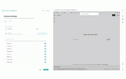 One Set AI - All AI in One Sidebar | TOMOSIA VN :: Access multiple AI chatbots (ChatGPT, Claude, Gemini) side-by-side in your browser sidebar, with paste and screenshot tools.