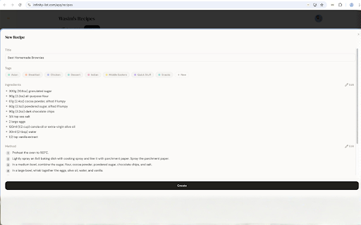 Infinity List :: Save anything to Infinity List — recipes, reminders, wishlist items, or jams.