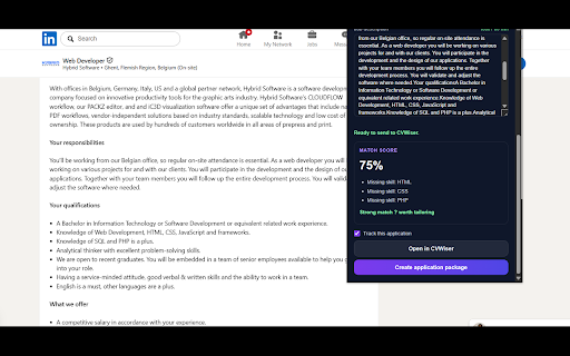 CVWiser :: Capture job postings from career pages and create application packages in CVWiser.