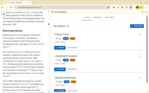 Flashcard Maker :: Meet Flashcard Maker for Chrome. Capture highlights, turn them into flash cards, and remember more with spaced repetition.