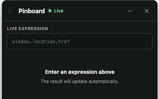 Live Expression Pinboard :: Pin one live JavaScript expression to any page and copy its result with one click.