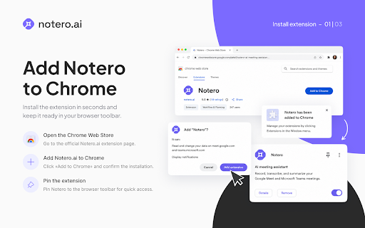 Notero :: Real-time speech-to-text transcription for Google Meet and Microsoft Teams.