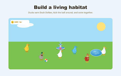 Duck Buddy :: A tiny duck randomly waddles out of your tab edges, quacks, and bolts. Catch it to grow your flock!