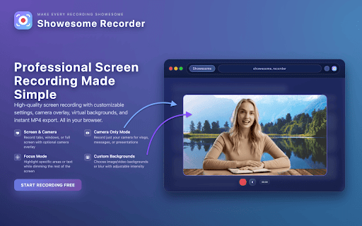 Showesome Screen Recorder – Record Screen & Camera :: High-quality screen & webcam recorder with virtual backgrounds. No watermark, no time limit. Fast share to YouTube or Drive.