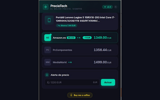 PrecioTech - Comparador de Precios Tech :: Compara precios de portatiles, GPUs y tech entre PcComponentes, Amazon.es y MediaMarkt. Mejor precio al instante.