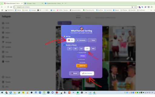 WhatTheFeed | Instagram Content Analyzer, Sorter & Exporter :: Ordina e analizza i post e reels di Instagram per visualizzazioni, like o commenti